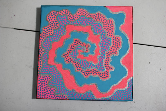 Pink and Blue Swirl painting